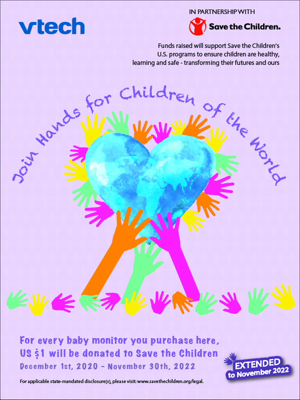 Join Hands for Children of the World - For every baby monitor you purchase, $1 USD will be donated to Save the Children